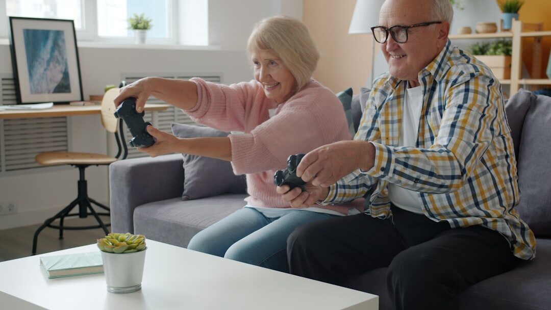 seniors playing board games indoors