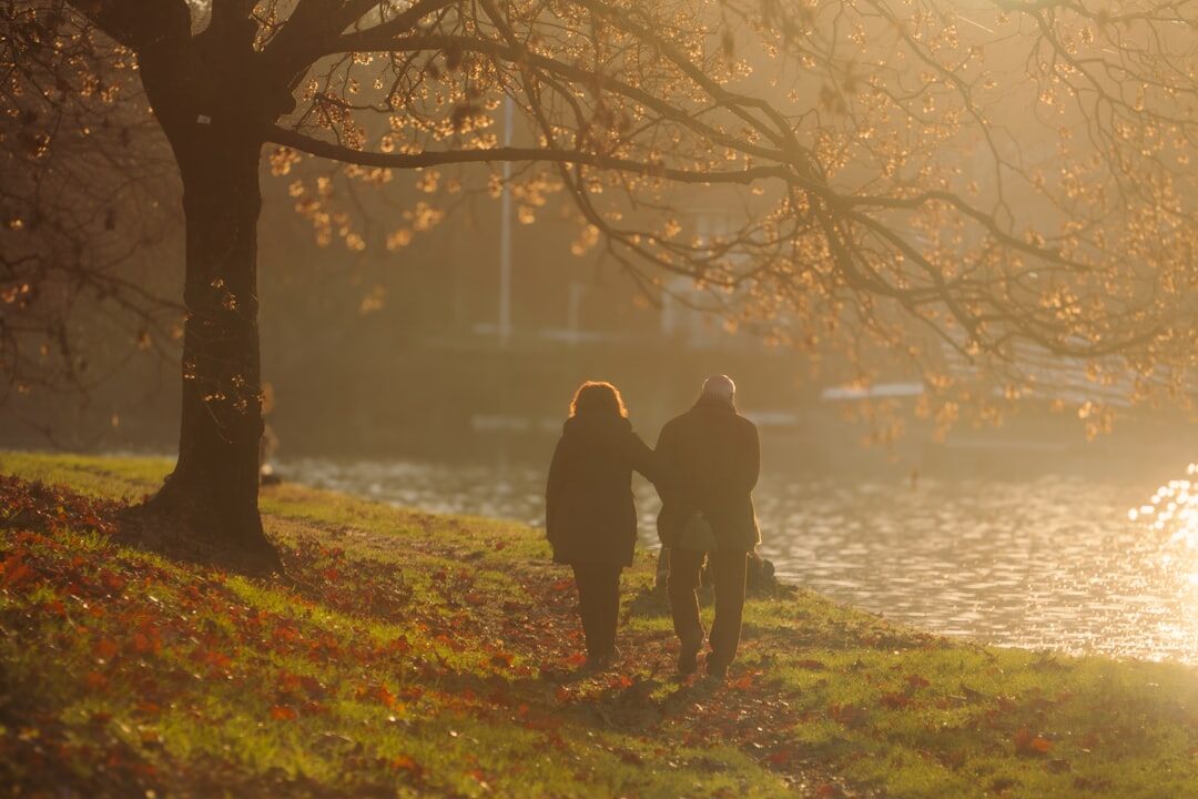 seniors walking in park