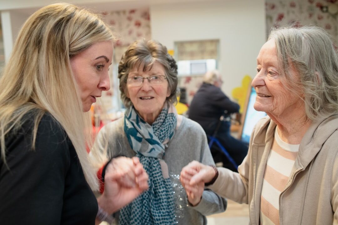 senior friends chatting