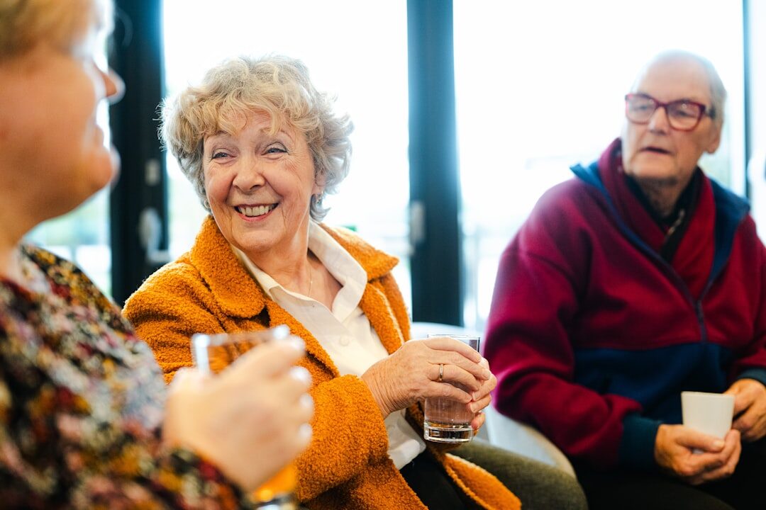 senior friends chatting together