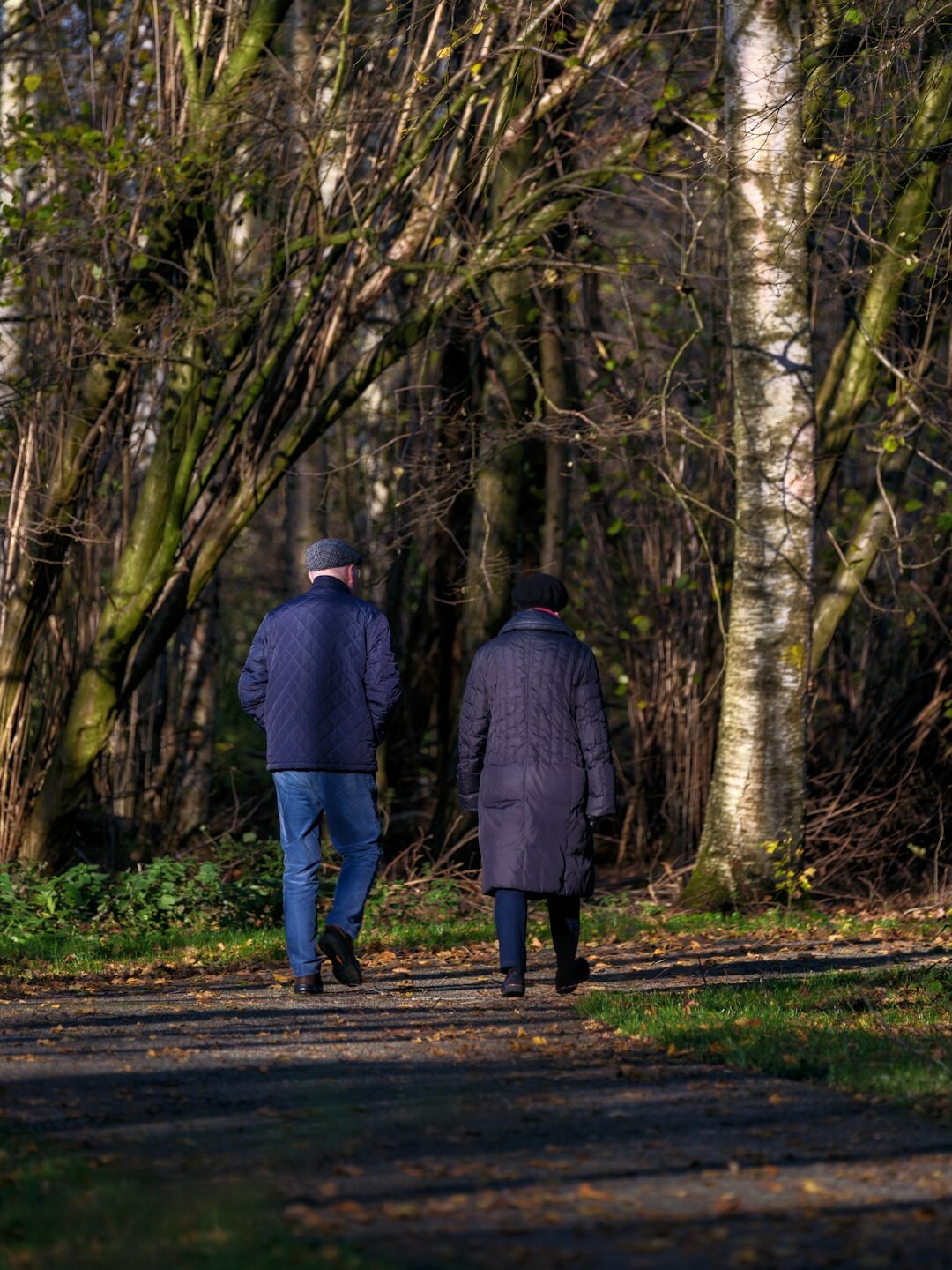 elderly people walking in park